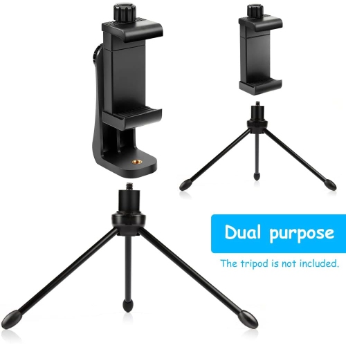 Adaptateur de trépied universel pour téléphone cellulaire, pince ajustable, convient à Samsung et à tous les téléphones, pivote à la verticale et à