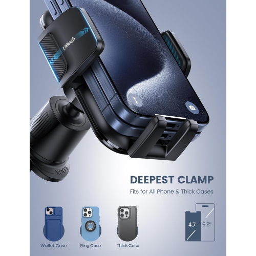 Car Vent Phone Mount, 2024 Wider Clamp & Metal Hook Air Vent Cell Phone Holder Cradle,360 Adjustable Mobile Stand Cellphone Vent Clip for for iPhone