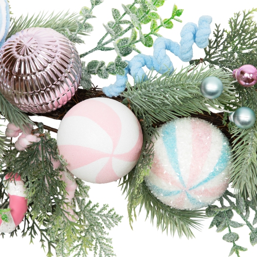 Pastel Bows and Ornaments Artificial Christmas Garland - 6' x 7" - Unlit