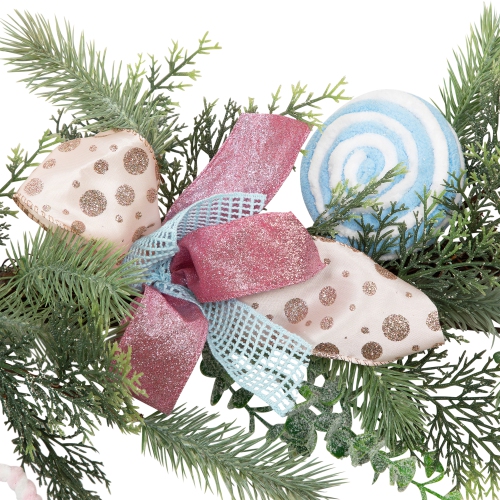 Pastel Bows and Ornaments Artificial Christmas Garland - 6' x 7" - Unlit