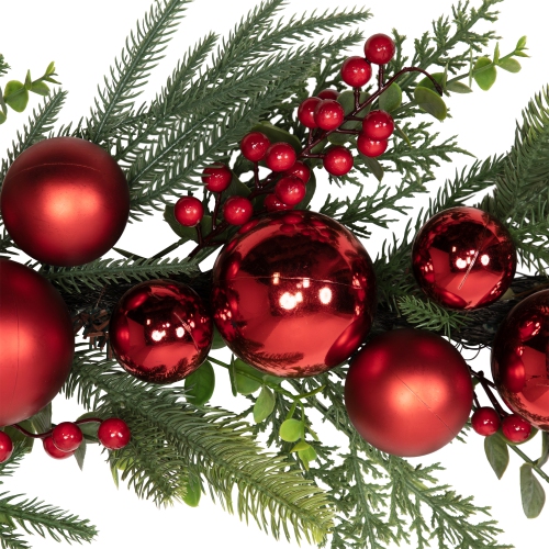 Mixed Foliage with Jingle Bells and Ornaments Artificial Christmas Garland - 6' x 8" - Unlit