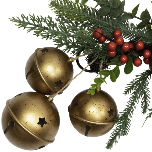 Mixed Foliage with Jingle Bells and Ornaments Artificial Christmas Garland - 6' x 8" - Unlit