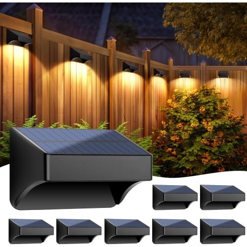 NORDIC HYGGE  8-Pack Solar Fence Lights Outdoor, Waterproof Solar Powered Deck Lights, RGB Outside Solar Step Lights for Patio Yard Wall Fence