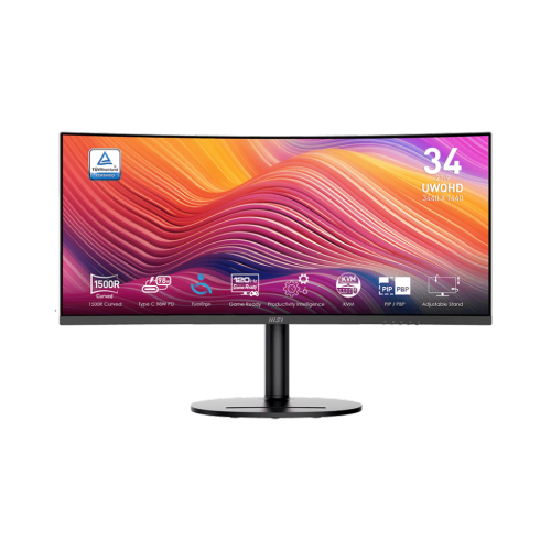 MSI 34" VA 3440 x 1440(UWQHD) Computer Monitor, 120Hz, 1800R Curved, Adaptive-Sync, HDMI, DP, USBC 98W Power Delivery, Height Adjustable, VESA, 1ms,