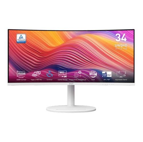 MSI  34" Va 3440 X 1440(Uwqhd) Computer Monitor, 120Hz, 1800R Curved, Adaptive-Sync, HDMI, Dp, USBc 98W Power Delivery, Height Adjustable, Vesa, 1Ms The MSI Modern MD342CQPW 34" LCD Monitor has been a great addition to my workspace