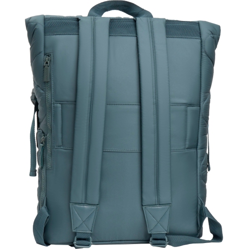 Joan & David 18 Inch Puffer Nylon Wave Quilted Workbook Foldover Backpack - Spruce