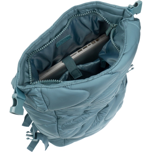 Joan & David 18 Inch Puffer Nylon Wave Quilted Workbook Foldover Backpack - Spruce