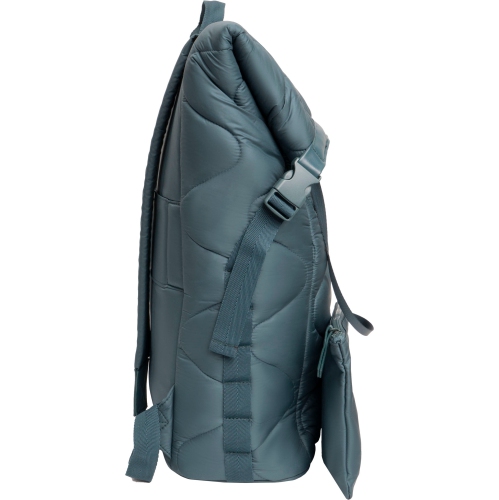 Joan & David 18 Inch Puffer Nylon Wave Quilted Workbook Foldover Backpack - Spruce