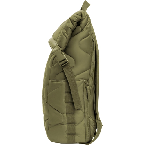 Joan & David 18 Inch Puffer Nylon Wave Quilted Workbook Foldover Backpack - Olive