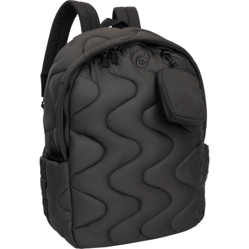 Joan & David 18 Inch Puffer Nylon Wave Quilted Workbook Backpack - Black