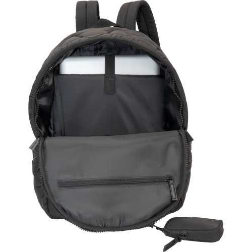 Joan & David 18 Inch Puffer Nylon Wave Quilted Workbook Backpack - Black