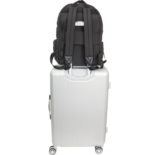 Joan & David 18 Inch Puffer Nylon Wave Quilted Workbook Backpack - Black