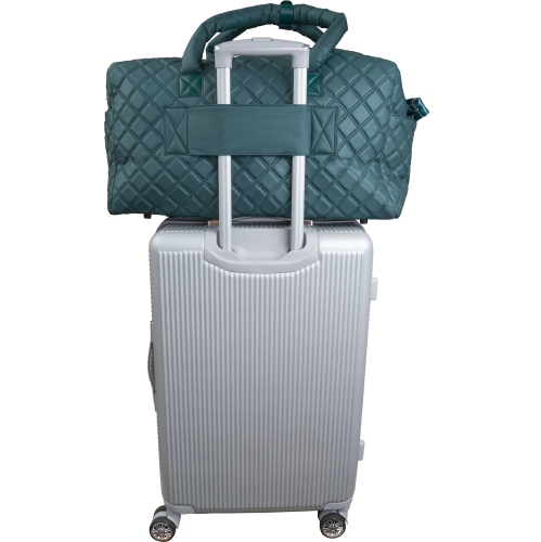 Joan & David 22 Inch Diamond Quilted Puffer Nylon Duffle Bag - Spruce