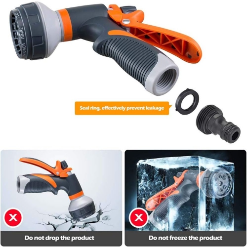 axGear Garden Hose Sprayer Nozzle 8 Adjustable Watering Patterns for Home Lawn Watering