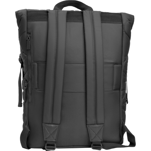 Sac à dos à rabat matelassé en nylon Puffer Wave de 18 po de Joan & David - Noir