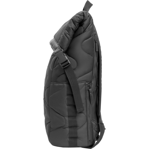 Sac à dos à rabat matelassé en nylon Puffer Wave de 18 po de Joan & David - Noir