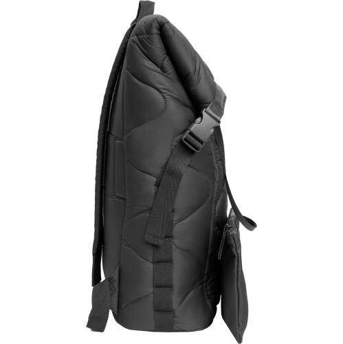 Sac à dos à rabat matelassé en nylon Puffer Wave de 18 po de Joan & David - Noir