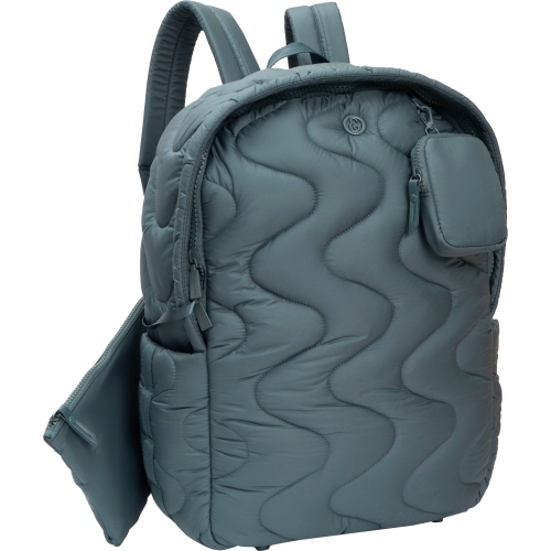 Joan & David 18 Inch Puffer Nylon Wave Quilted Workbook Backpack - Spruce