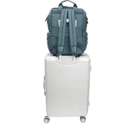 Joan & David 18 Inch Puffer Nylon Wave Quilted Workbook Backpack - Spruce