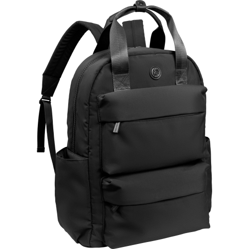 JOAN & DAVID  18 Inch Sport Lurex Puffer Nylon Workbbok Backpack - In Black