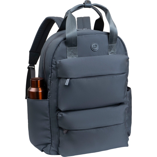 Joan & David 18 Inch Sport Lurex Puffer Nylon Workbbok Backpack - Charcoal