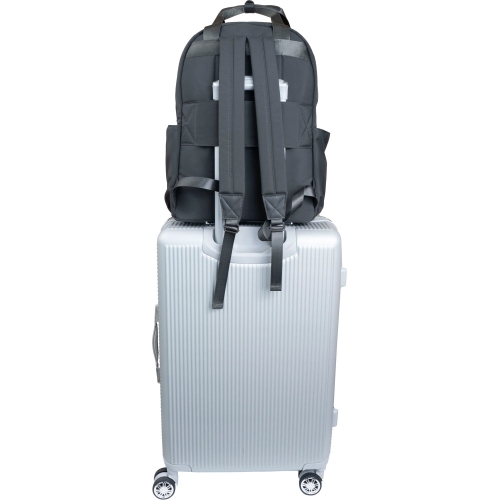 Joan & David 18 Inch Sport Lurex Puffer Nylon Workbbok Backpack - Charcoal