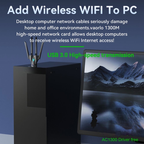 axGear USB 3.0 Wireless WiFi Network Adapter Dual Band 1300Mbps 2.4G 5GHz Receiver