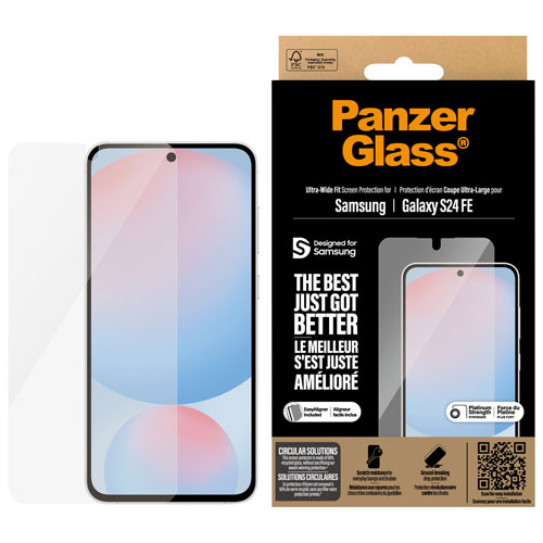 Protecteur d'écran en verre très large de PanzerGlass pour Galaxy S24 FE