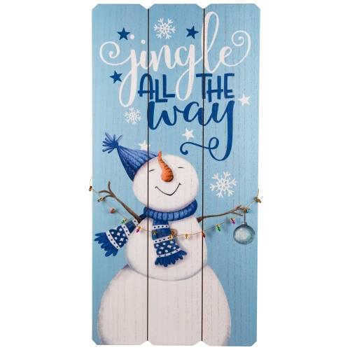 Jingle All The Way Wooden Christmas Wall Sign - 23.5" - Blue and White