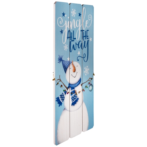 Jingle All The Way Wooden Christmas Wall Sign - 23.5" - Blue and White