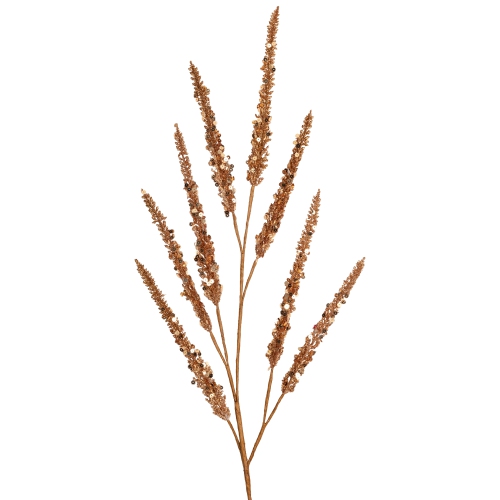 Glitter and Sequin Artificial Leaf Sprigs Christmas Spray - 34" - Rose Gold