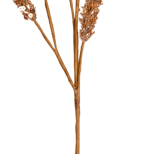 Glitter and Sequin Artificial Leaf Sprigs Christmas Spray - 34" - Rose Gold