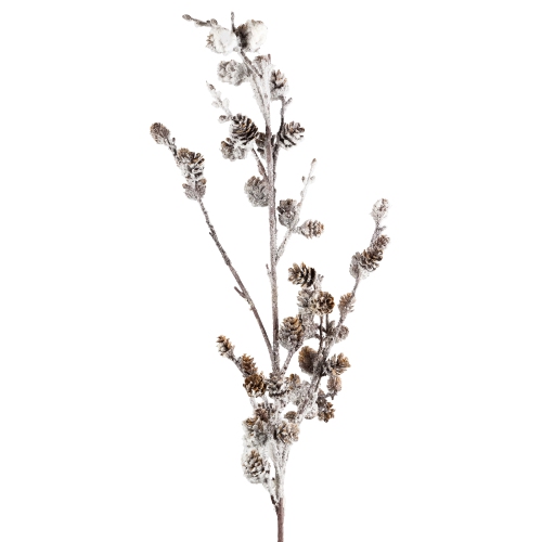 Flocked Mini Pine Cones Artificial Christmas Spray - 31.5" - Brown and White