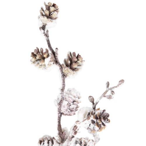 Flocked Mini Pine Cones Artificial Christmas Spray - 31.5" - Brown and White