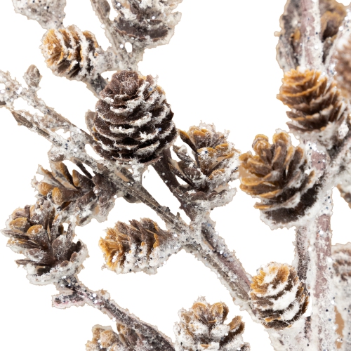 Flocked Mini Pine Cones Artificial Christmas Spray - 31.5" - Brown and White