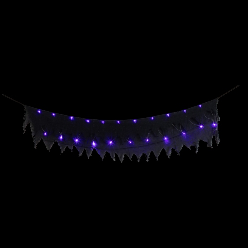 Lighted Raggedy Halloween Valance - 5.75' - Purple LED Lights
