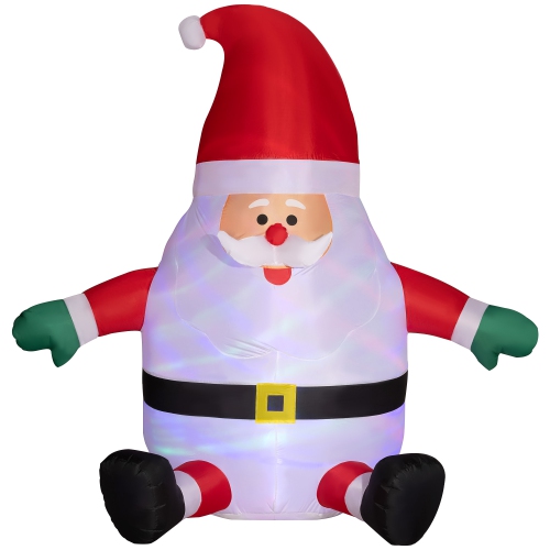 OUTSUNNY  6' Inflatable Christmas Santa Claus With Rotating Magic Ball Light, Blow-Up Outdoor Christmas Decorations for Lawn Garden Party