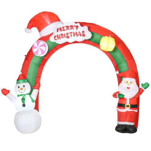 HOMCOM  9Ft Giant Christmas Inflatables Archway With Santa Claus And Snowman, Blow-Up Led Yard Christmas Decor, Waterproof