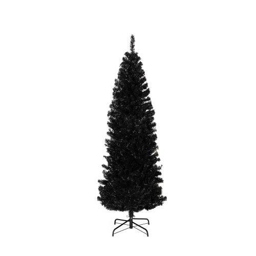 HOMCOM – 7FT Arbre de Noël artificiel Noël Noël décoration arbre de Noël avec ouverture automatique pour la fête à domicile, noir