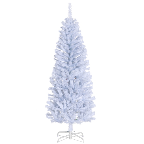 HOMCOM 5FT Artificial Christmas Tree Holiday Xmas Holiday Pencil Tree Decoration with Automatic Open for Home Party, White