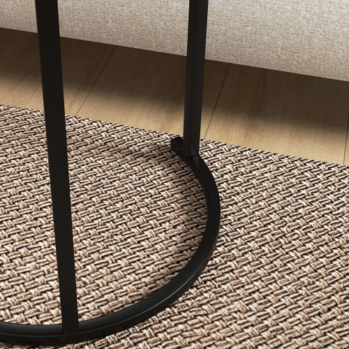 HOMCOM – Ensemble de 3 tables gigognes, table basse ronde, tables d’appoint empilables modernes avec cadre en bois d’acier pour salon, brun rustique