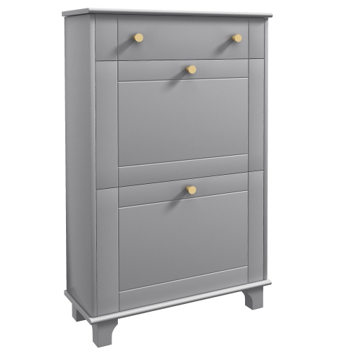 HOMCOM – Armoire à chaussures étroite avec 2 tiroirs rabattables, armoire de rangement moderne pour chaussures avec tablettes réglables pour entrée,