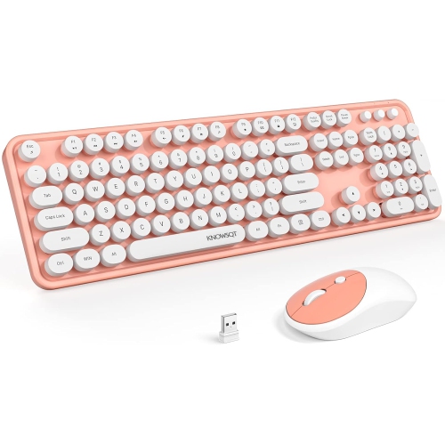 VECELOLIBILIS  Wireless Keyboard And Mouse Combo, Full-Sized 2.4 Ghz 104 Keys Typewriter Keyboard, Optical Mouse for Laptop, Desktop, Windows, Computer