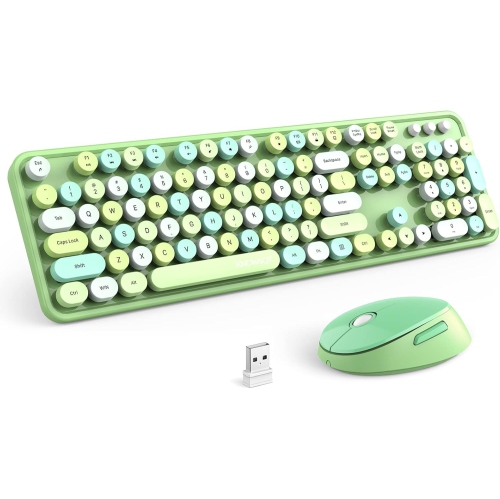 VECELOLIBILIS  Wireless Keyboard And Mouse Combo, Full-Sized 2.4 Ghz 104 Keys Typewriter Keyboard, Optical Mouse for Laptop, Desktop, Windows, Computer