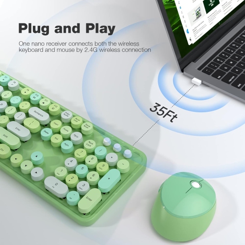 Ensemble clavier et souris sans fil, clavier type-graveur 2,4&nbsp;GHz 104 pleine grandeur, souris optique pour portable, ordinateur de bureau,