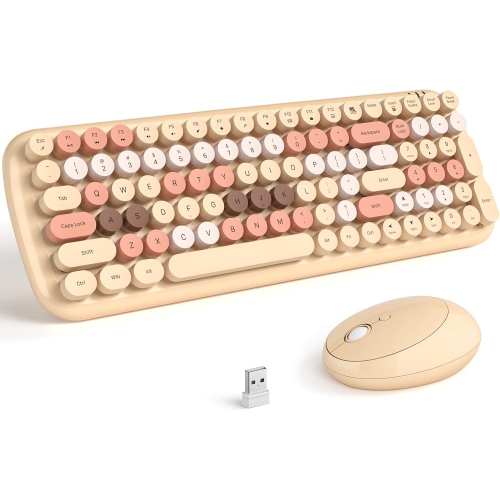 VECELOLIBILIS  Wireless Keyboard And Mouse Combo, Full-Sized 2.4 Ghz 104 Keys Typewriter Keyboard, Optical Mouse for Laptop, Desktop, Windows, Computer