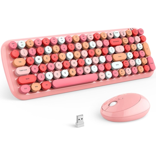 VECELOLIBILIS  Wireless Keyboard And Mouse Combo, Full-Sized 2.4 Ghz 104 Keys Typewriter Keyboard, Optical Mouse for Laptop, Desktop, Windows, Computer