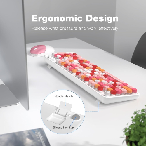 Ensemble clavier et souris sans fil, clavier type-graveur 2,4&nbsp;GHz 104 pleine grandeur, souris optique pour portable, ordinateur de bureau,