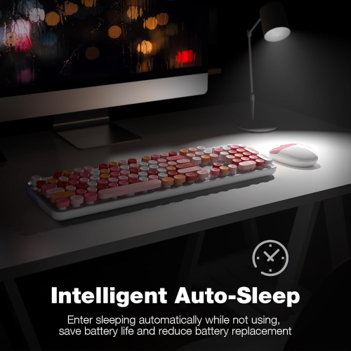 Ensemble clavier et souris sans fil, clavier type-graveur 2,4&nbsp;GHz 104 pleine grandeur, souris optique pour portable, ordinateur de bureau,