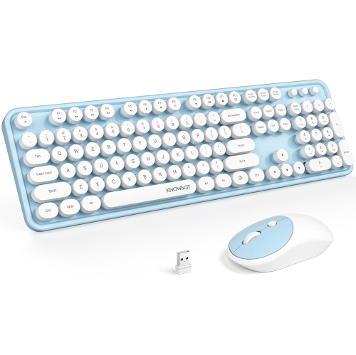 VECELOLIBILIS  Wireless Keyboard And Mouse Combo, Full-Sized 2.4 Ghz 104 Keys Typewriter Keyboard, Optical Mouse for Laptop, Desktop, Windows, Computer